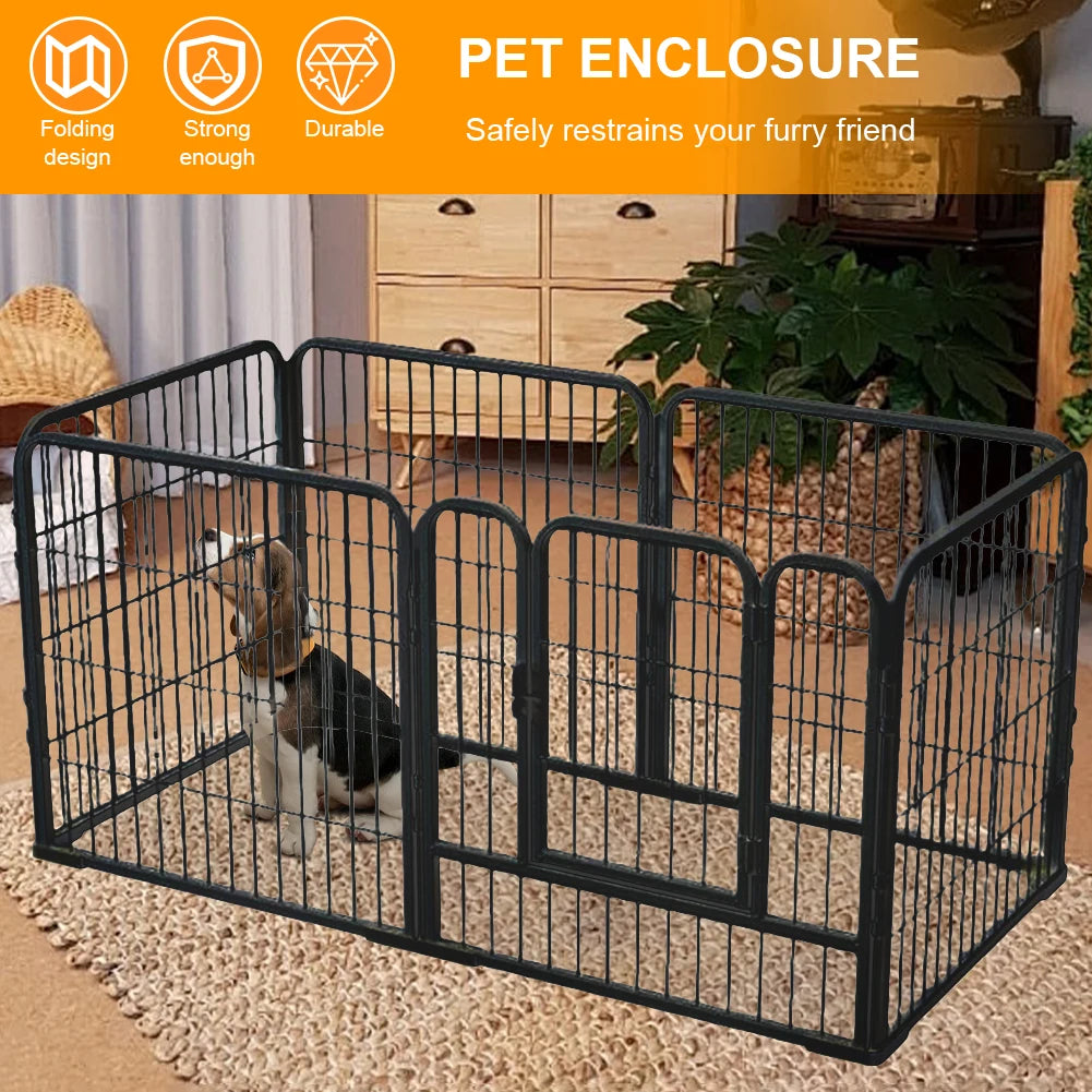 6 Panels Dog Playpen Indoor & Outdoor Foldable Pet Exercise Fence Pen with Door Gate Dog Kennels for Small/Medium/Puppy Dogs
