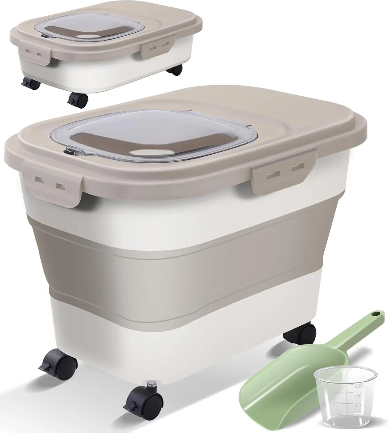 Collapsible Dog Food Storage Container, Airtight 30 35 Lbs Rice Cereal Flour Sugar Kitchen Accessories Bin Bucket, 20 25 Lbs Dog