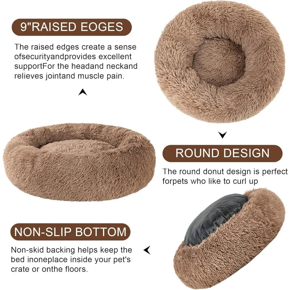 Donut Bed + F R E E Removable Cooling mat, Calming Dog Bed, Washable, Ideal for Small to Large Dogs and Cats & Round Dog Bed, Mu
