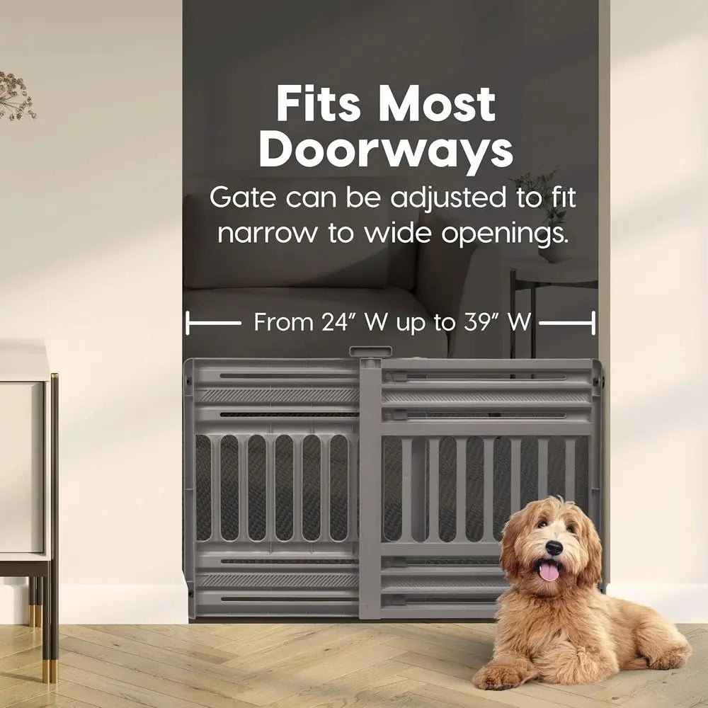 24"-39" Dog Gate, Adjustable Indoor Pet Barrier, Pet Gate for Puppy, Small Dog, Cat, Easy Twist-to-Lock for Doorways & Stairs, P