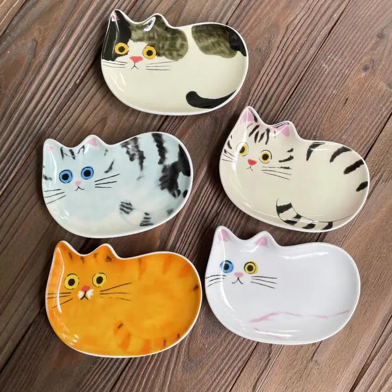 Cat Face Sauce Dish - Creative Ceramic Condiment Bowl for Pets, Cute Tableware for Kitchen & Home Decor