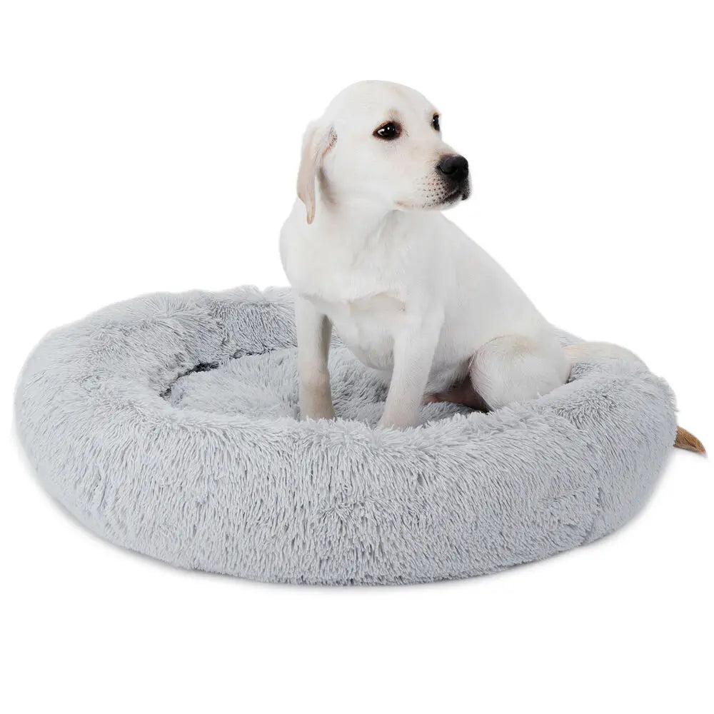 Donut Plush Dog Cat Bed Faux Fur Self-Warming for Pet Puppy Kitty Sleep