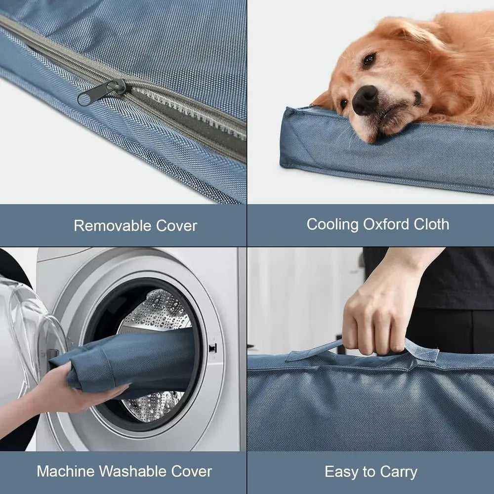 Jumbo Orthopedic Dog Bed, Waterproof & Cooling Cover for Large Dogs, Blue