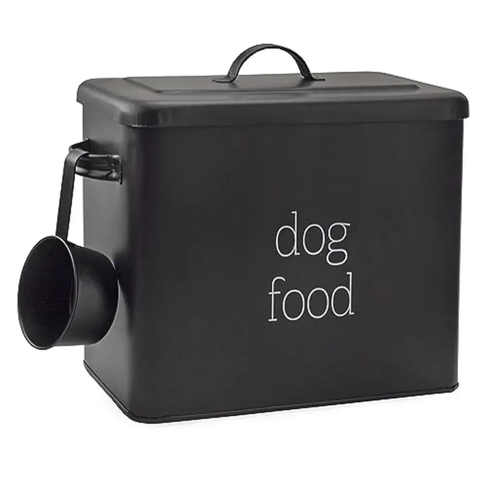 Enamelware Black Pet Food Canister Retro Farmhouse Style 9-Quart Storage Bin