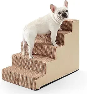 Dog Stairs for Small Dogs, 5 Tier Wider Pet Stairs for High Beds, 23.6" H Non-Slip Dog Steps for Old Cats, Puppies, Small Medium