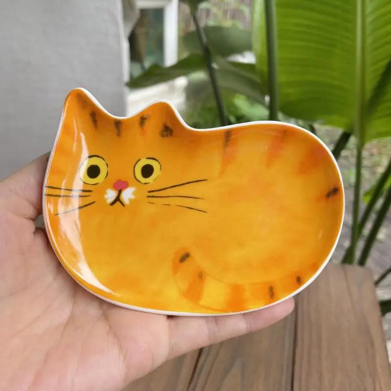 Cat Face Sauce Dish - Creative Ceramic Condiment Bowl for Pets, Cute Tableware for Kitchen & Home Decor