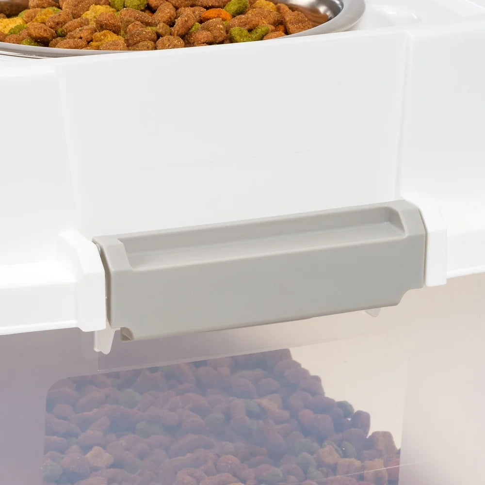 Airtight Pet Food Container 47L Dog Cat Food Storage Bin Treat Box with Bowls Durable Clear Body Easy Access Secure Lid