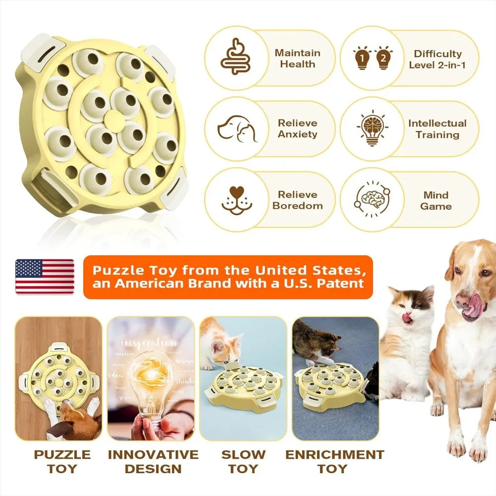 KADTC Interactive Dog & Cat Puzzle & Slow Feeder Toy - 2-in-1 Beginner-Friendly Treat Dispenser, Puppy & Kitten Mental Stimulati