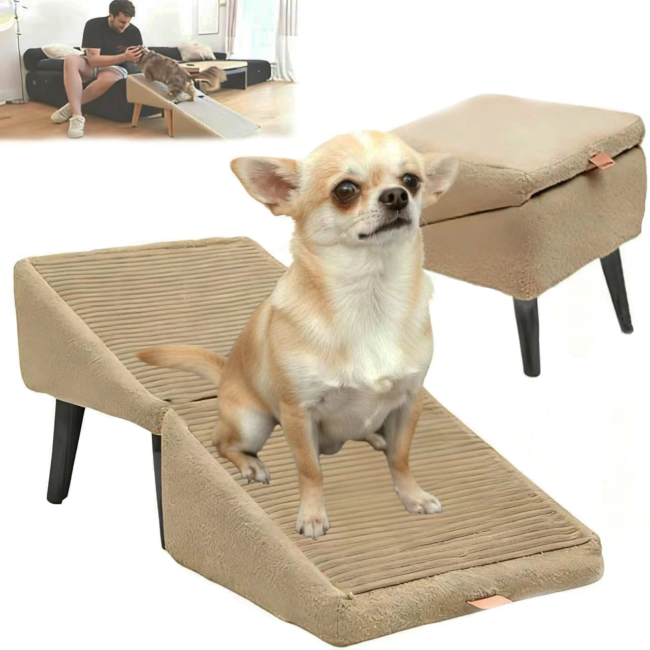 Split type small dog ramp, multifunctional lightweight folding pet ramp sofa staircase, 13.8 inch high dog chair bed, sofa, pet