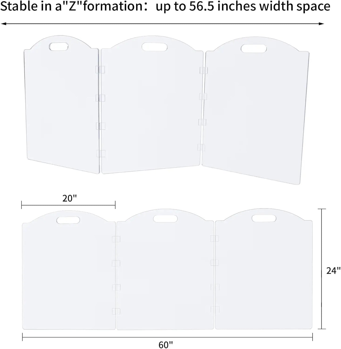 Clear Acrylic Freestanding Dog Gates for The House – Folding 3-Panel Pet Gates for Doorways, Indoor Stairs