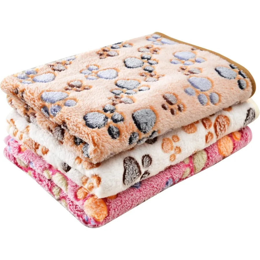 Blankets Super Soft and Warm Fleece Flannel Pet Blanket Cats Dogs Cute Paw Print Pet Throw Puppy Blankets Fleece Grey Paw Small