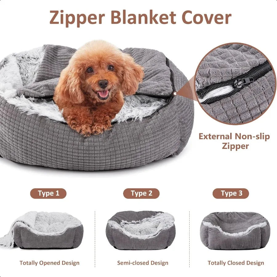 Dog Beds for Small Dogs Rec Cave Hooded Blanket Puppy Bed Luxury Orthopedic Cat Beds for Indoor Cats Warmth and hine Washable 2