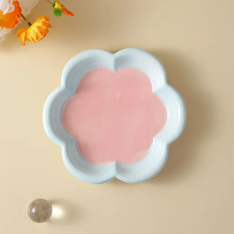 Love Cat Plate Dog Bowl Not Easily Knocked Over Hand Painted Ceramic Cat Food Rice Canned Snack Bowl