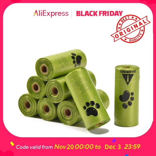 210pcs/14rolls Leak-Proof & Odor-Proof Thickened Pet Feces Bags with Paw Print Design - Easy Cleanup, Polyethylene Material