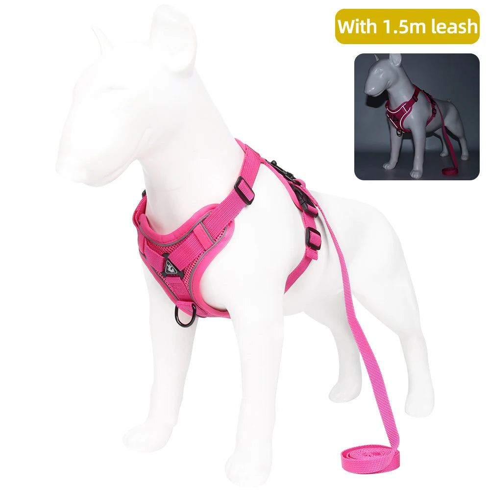 Dog Harness Cat Leashes Collar Bulldog Straps Small Medium Dog Puppy Harnesses Bichon Frise Vest Garlden Reflective Pet Supplies