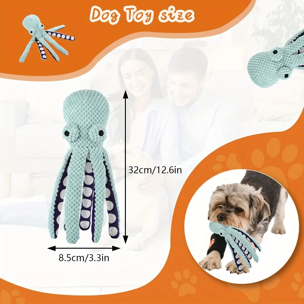 2pcs Octopus Shape Plush Dog Toy,Squeaky Pet Toys,Bite Resistant Teeth Cleaning Durable Chew Toy for Puppy Dogs