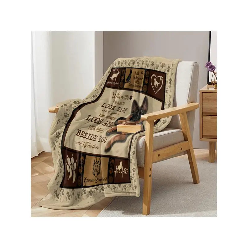 Soft German Shepherd Dog Fleece Throw Blanket for Bed or Couch, 50"x60