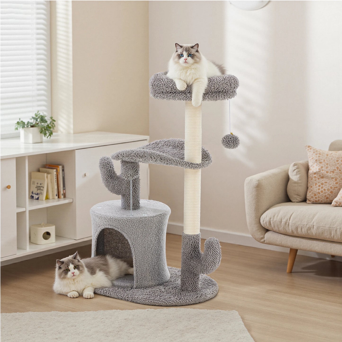33IN Tall Multi-Level Cat Tree Tower for Indoor Pet Furniture Stable Kitty Play House with Sisal Scratching Post for Home