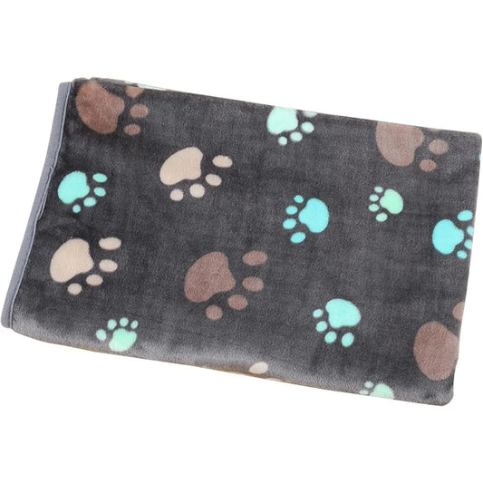 Blankets Super Soft and Warm Fleece Flannel Pet Blanket Cats Dogs Cute Paw Print Pet Throw Puppy Blankets Fleece Grey Paw Small