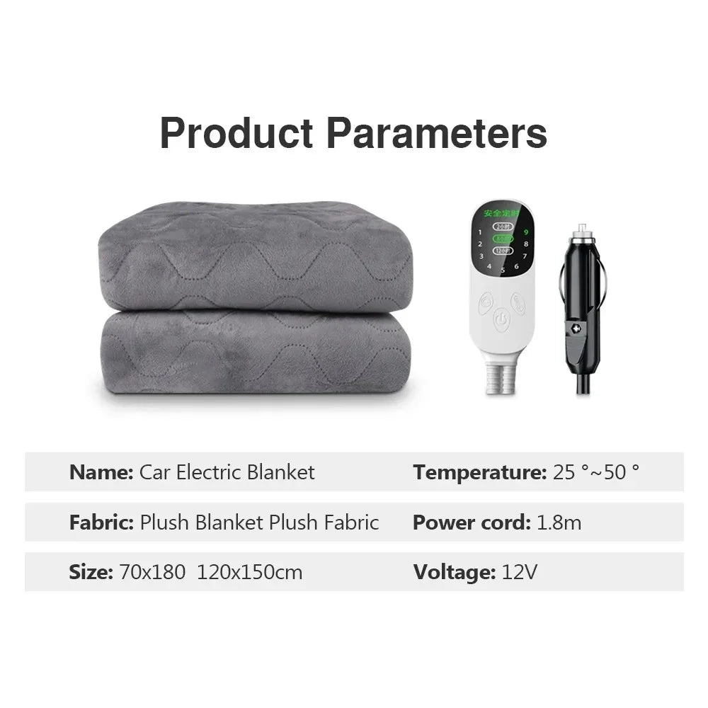 Electric Heat Blanket For RV SUVs Car 12V Plush Thicker Heater Heated Mattress Thermostat Travel Heating Mat Winter Body Warmer