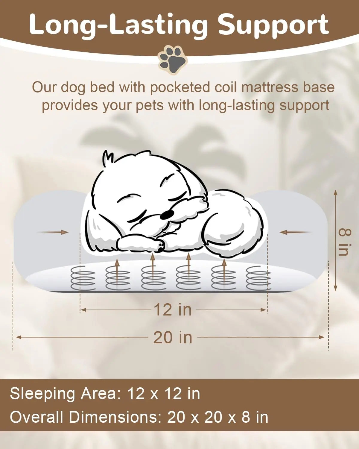 Donut Dog Bed with Pocketed Coils, Detachable Washable Puppy Bed, Round Flannel Anti-Anxiety Pet Bed, 20 in, Gray