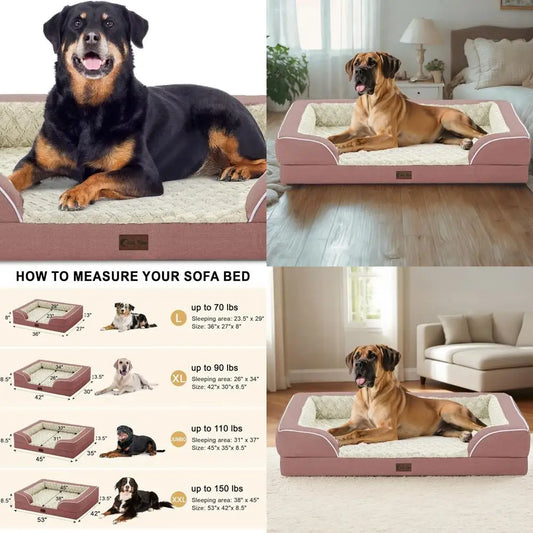 Extra Large Orthopedic Dog Bed, Waterproof Memory Foam, 45x35 Inches, Non-Slip, Removable Cover, Pink