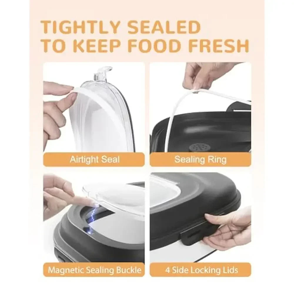 Pet Food Storage Container Airtight Seal Wheels Scoop 35lb Capacity 2pc Set Black