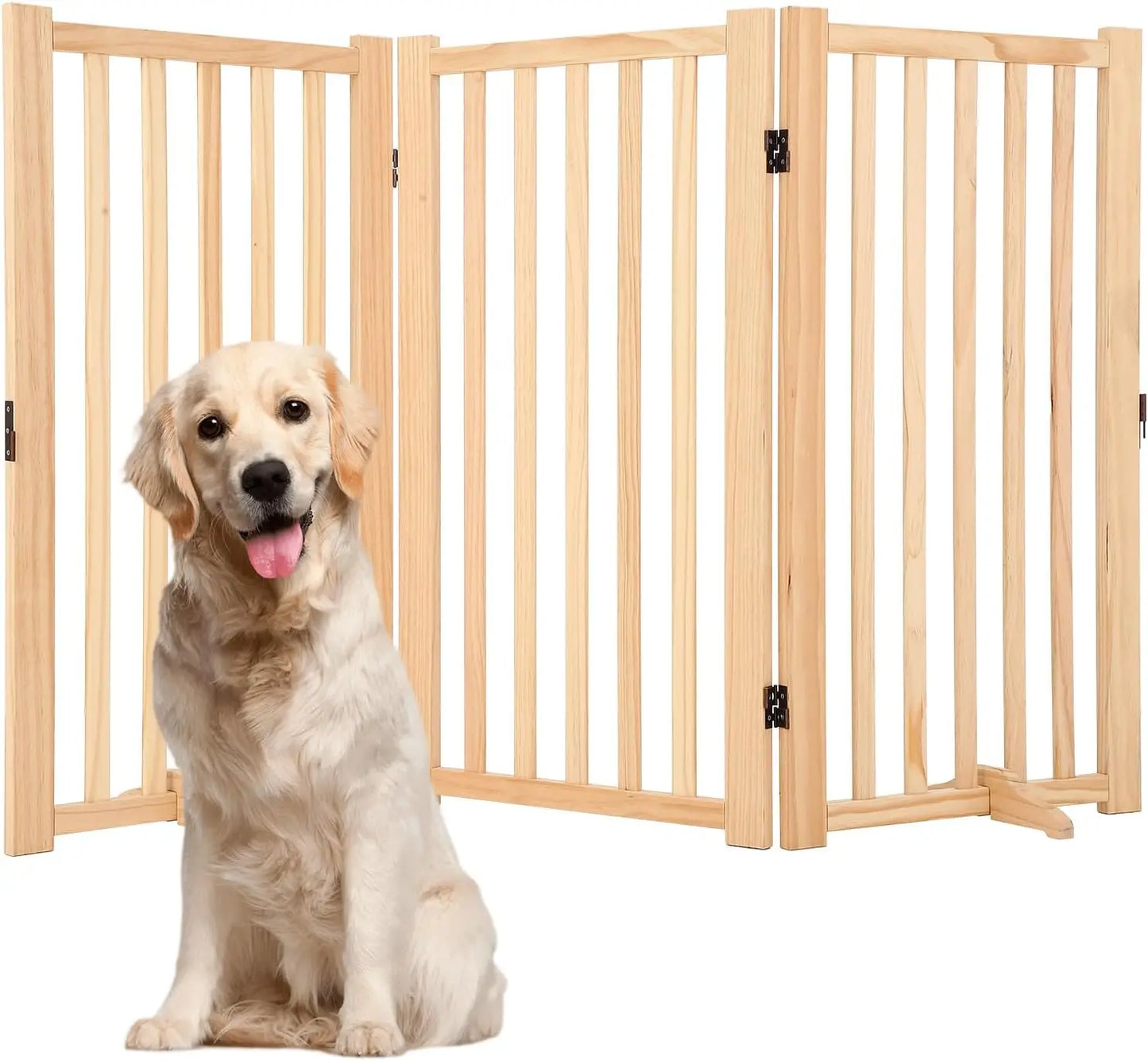 Freestanding Dog Gate, Foldable Pet Gate with Support Feet, Indoor Dog Fence for The House,Doorways, Stairs，Expandable Pet Fence