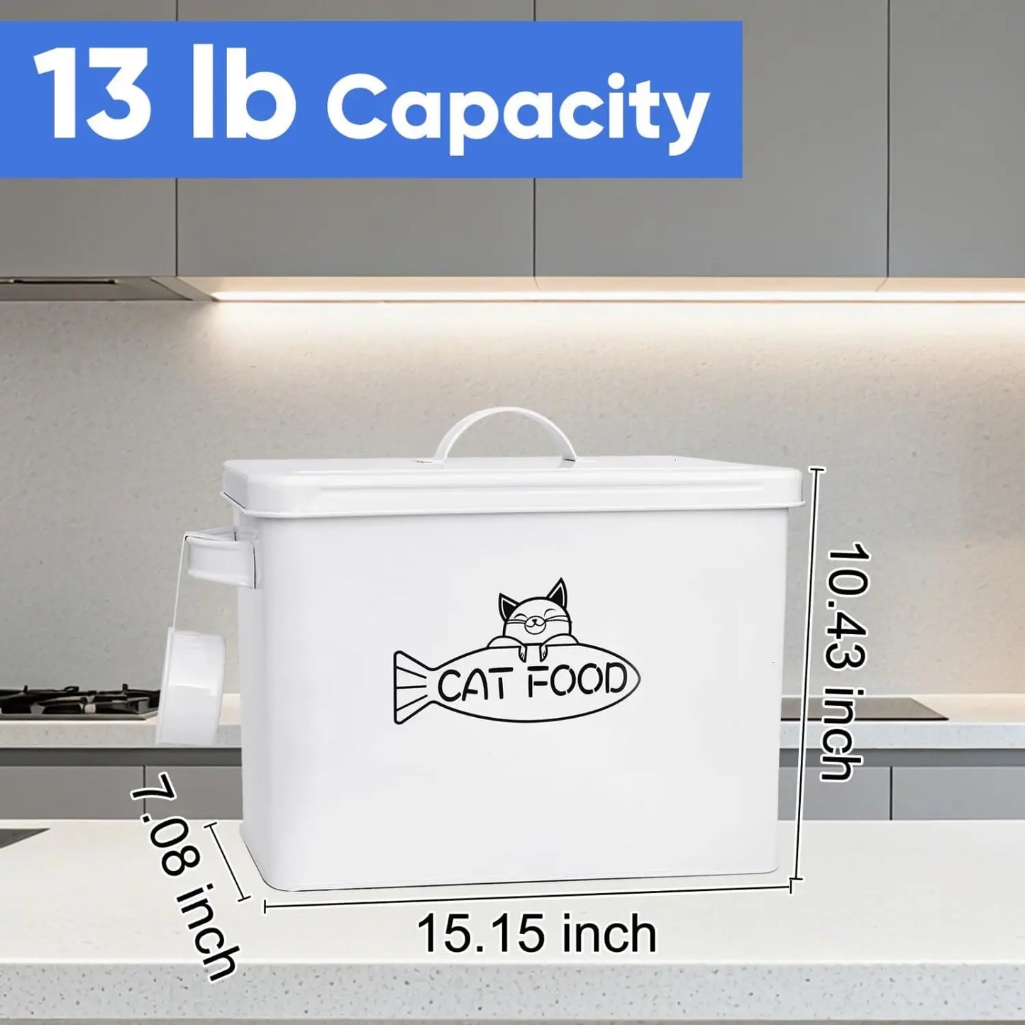 Large Dog and Cat Food Storage Container, Farmhouse Pet Food Storage Containers with Lid and Dry Food Scoop, Durable Airtight Ca