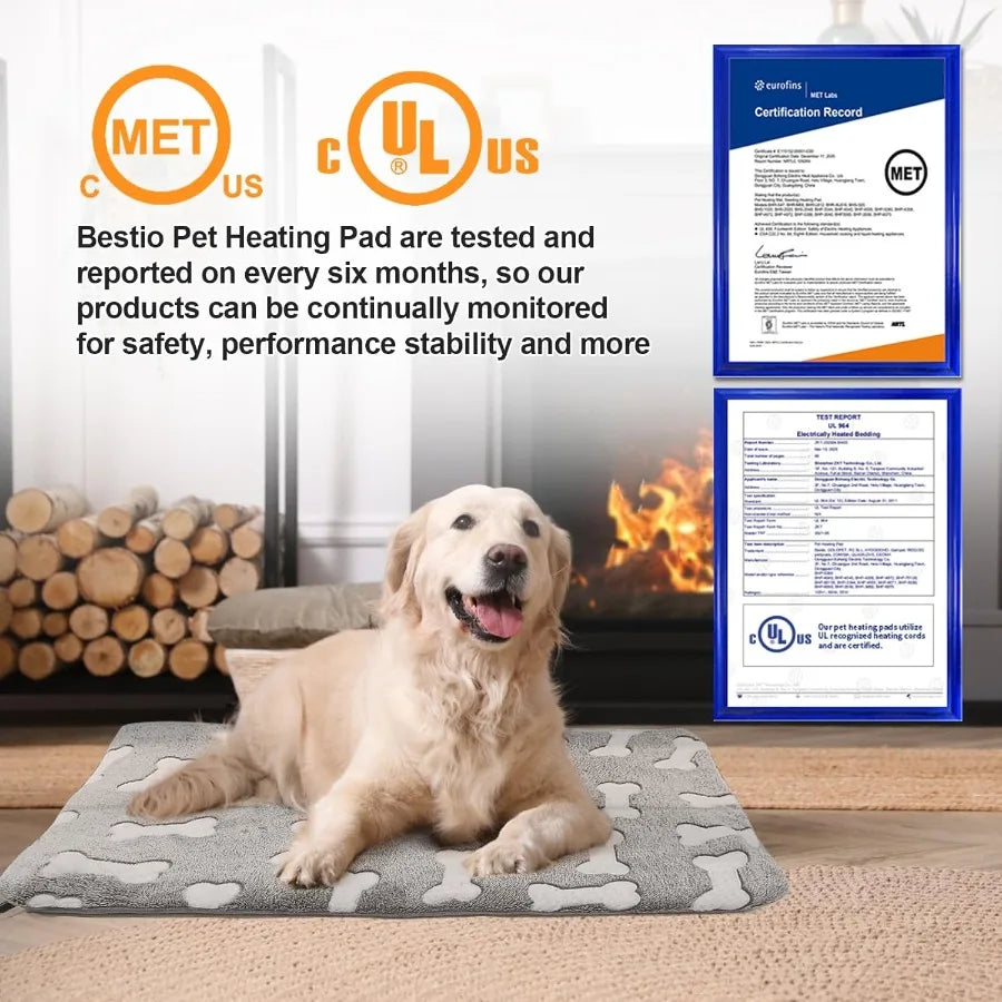 Extra Large Dog Heating Pad 47×30in Waterproof Heating Dog Bed with Smart Constant Temperature Control and Always On Function M