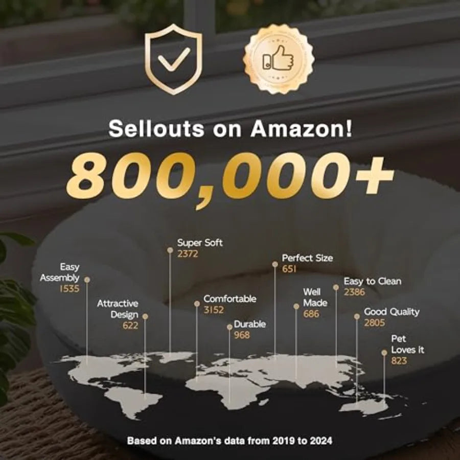 Round Donut Cat and Dog Cushion Bed 25in for Small or Medium Dogs AntiSlip and WaterResistant Bottom Soft Durable Fabric Pet Be