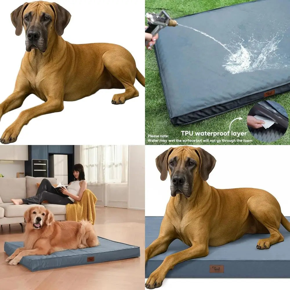 Jumbo Orthopedic Dog Bed, Waterproof & Cooling Cover for Large Dogs, Blue