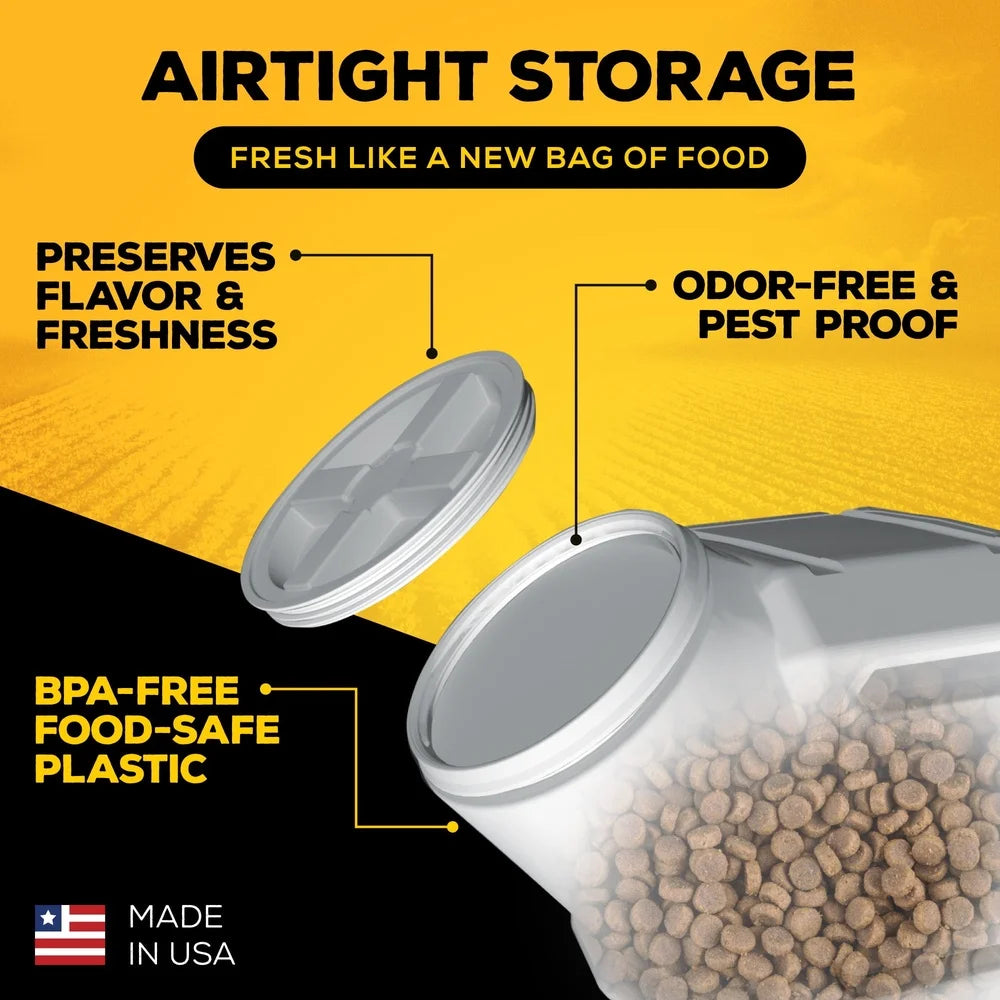 Airtight Pet Food Storage Container 50lb Heavy Duty Lockable Waterproof Dog Cat Food Bin Indoor Outdoor Use