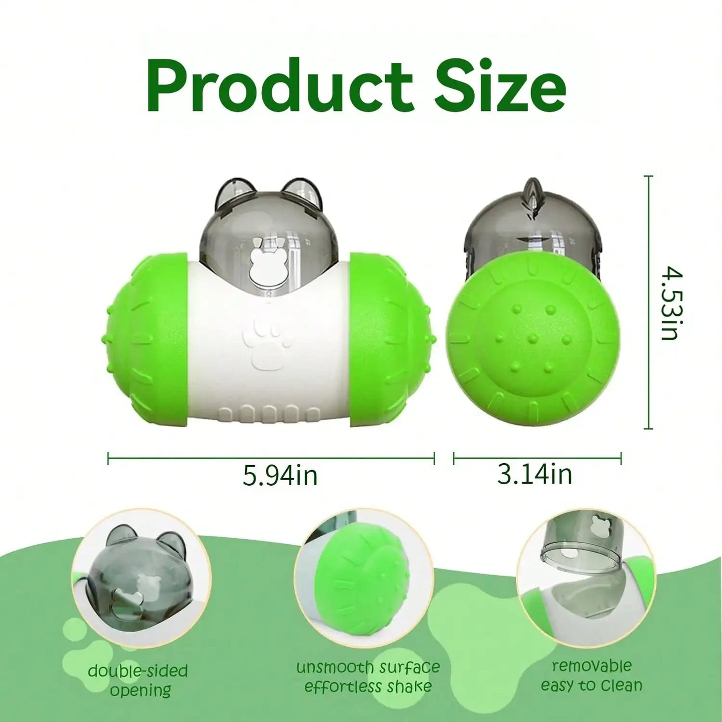 Snack Dispensing Dog Toys, Rocking Bear Food Dispenser Tumbler, Tumbler Dog And Cat Food Dispenser Feeder Ball Toys,Non-electric