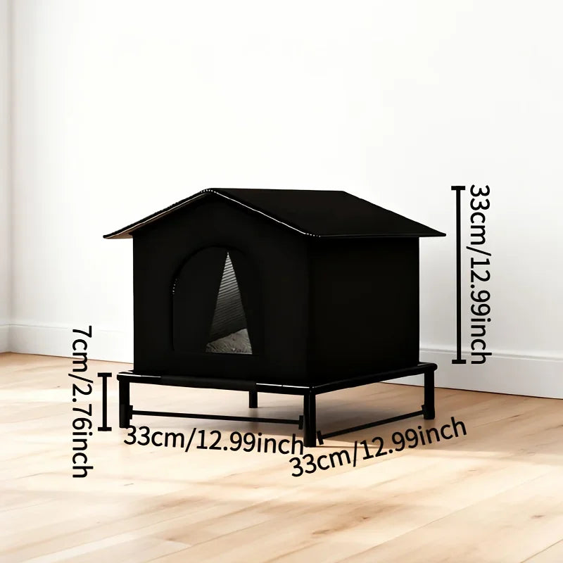 Outdoor Cat House with Shelf and Cushion Foil Insulation Throughout Stray Cat Warmer Cave Bed Cat Shelter for Kittens Winter