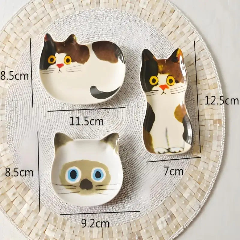 Cat Face Sauce Dish - Creative Ceramic Condiment Bowl for Pets, Cute Tableware for Kitchen & Home Decor