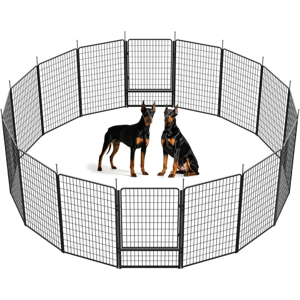 Dog Playpen with Wider Door, Heavy Duty Dog Pen, Anti Rust Dog Fence, Easy Insert into Soil, Pet Playpen for Yard