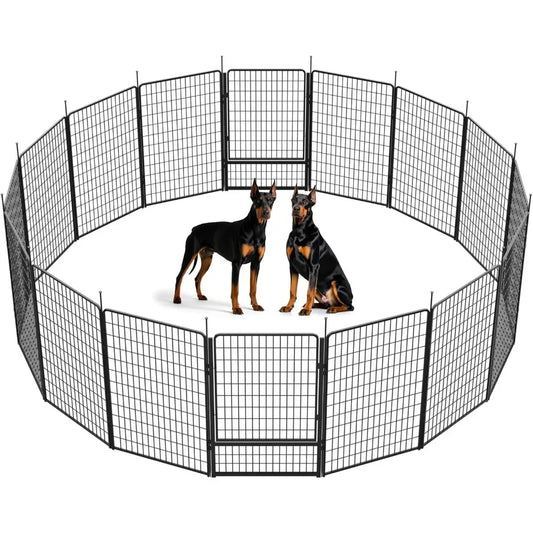 Dog Playpen with Wider Door, Heavy Duty Dog Pen, Anti Rust Dog Fence, Easy Insert into Soil, Pet Playpen for Yard