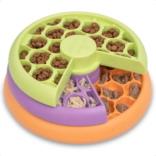 Kitty Lickin' Layers 3Tier Interactive Cat Slow Feeder Treat Puzzle Toy Dry or Wet Food Mental Stimulation Foraging 6.6 inches
