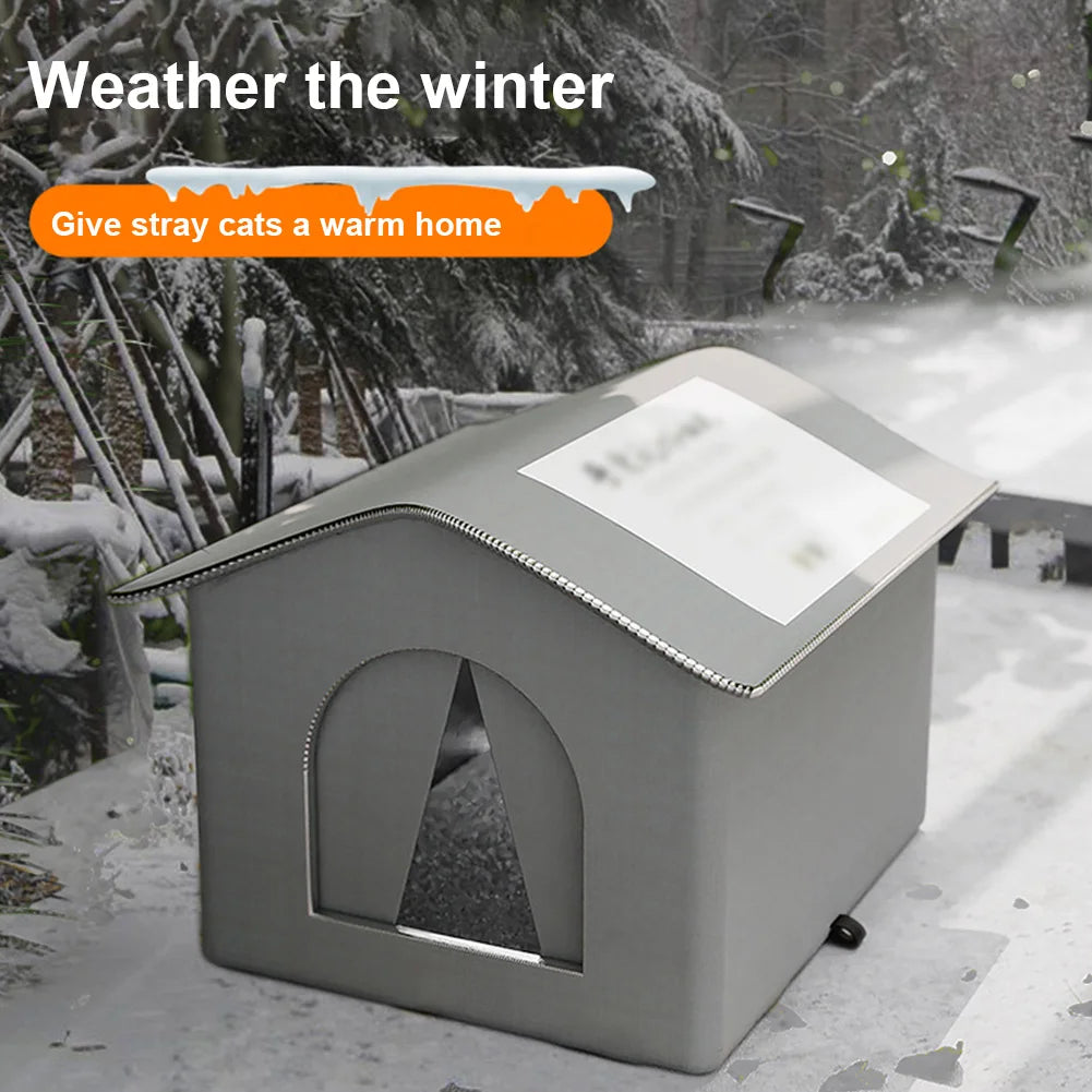 Waterproof Winter Warm Cat House Outdoor Feral Cat Houses Enclosed Pet Tent Cold Resistant Pet House for Winter Wild Animal