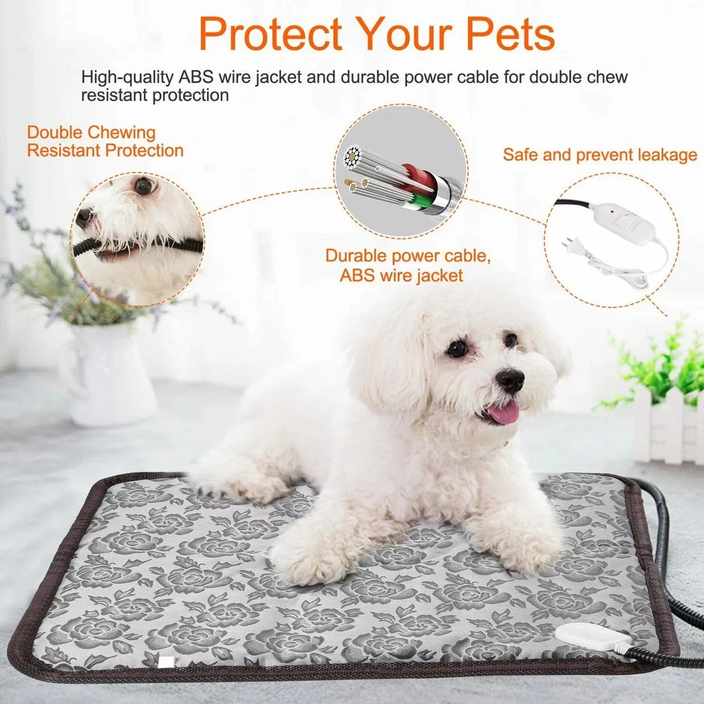 Dog Heated Mat Pet Temperature Adjustable Dog Heating Pad Waterproof Electric Heating Pad Timer Dog Sleeping Supply Waterproof