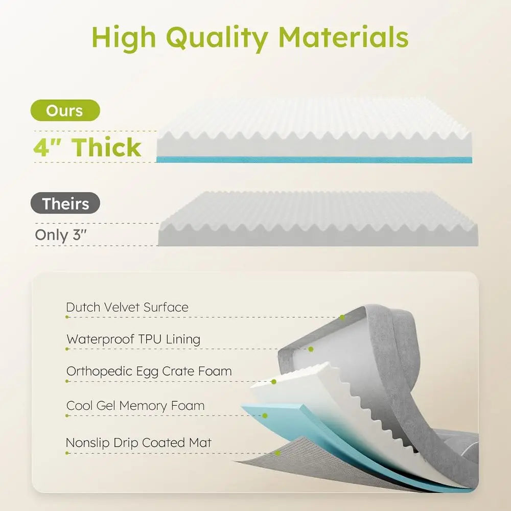 Giant Orthopedic Dog Bed XL, Cooling Gel Foam, Waterproof & Removable Cover, 53 Sofa Bed with Bone Toy, Light Gray