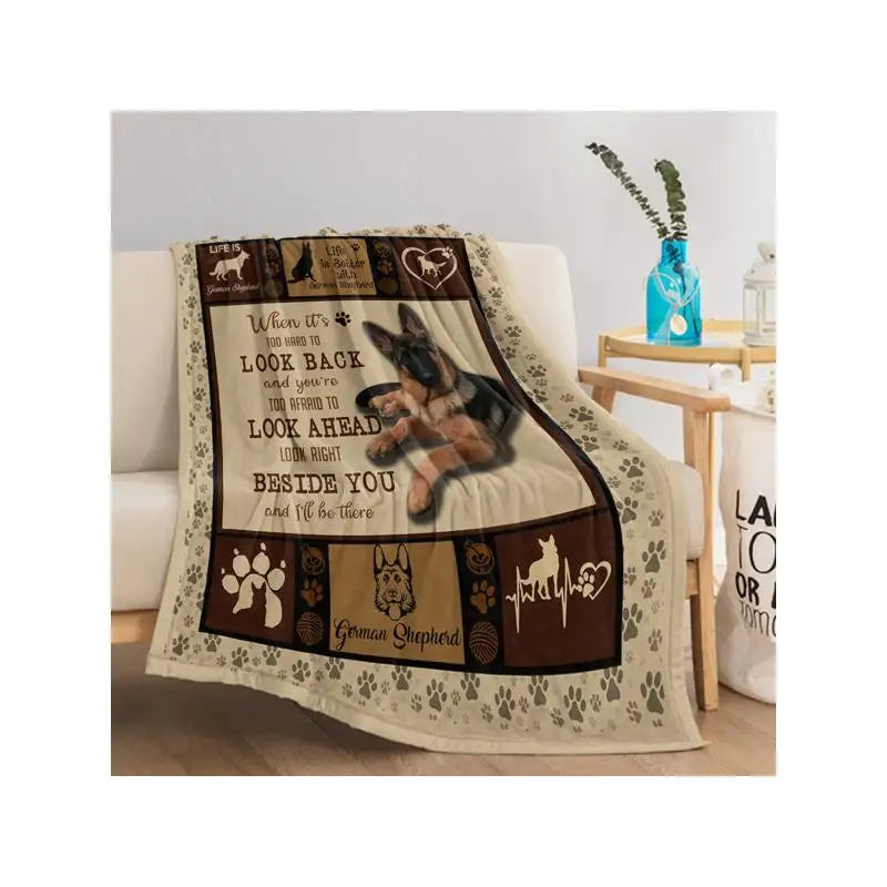 Soft German Shepherd Dog Fleece Throw Blanket for Bed or Couch, 50"x60