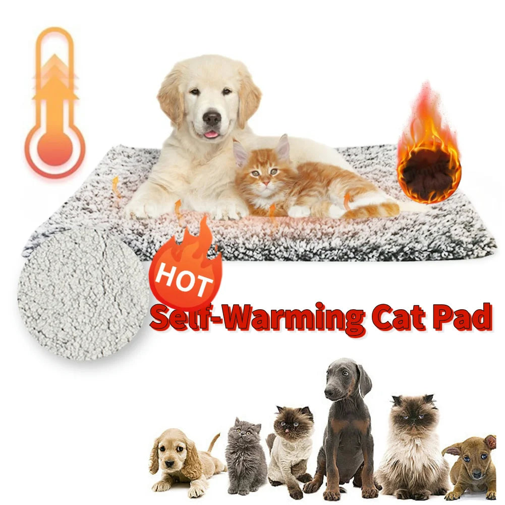 Self-Warming Cat Bed Pad Self-Heating Thermal Cat Dog Bed Mat Washable Pet Sleeping Mat Comfortable for Indoor Cats & Small Dogs