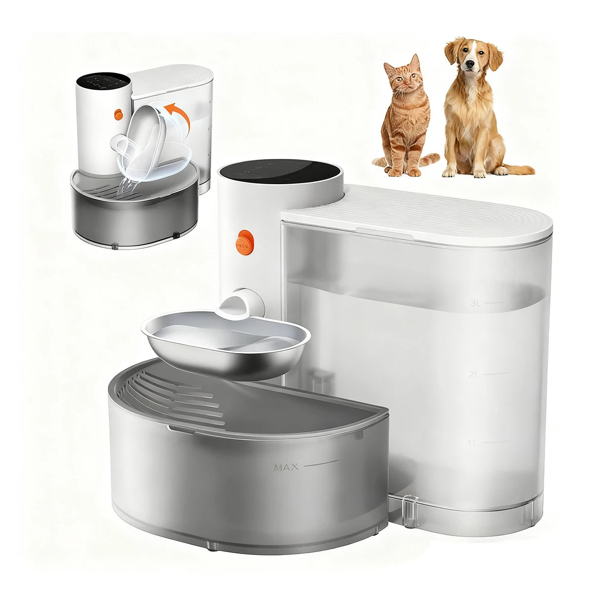 New Stainless Steel Bowl Cat Water Dispenser Running Water Rechargeable Automatic Water Dispenser For Pet Dogs
