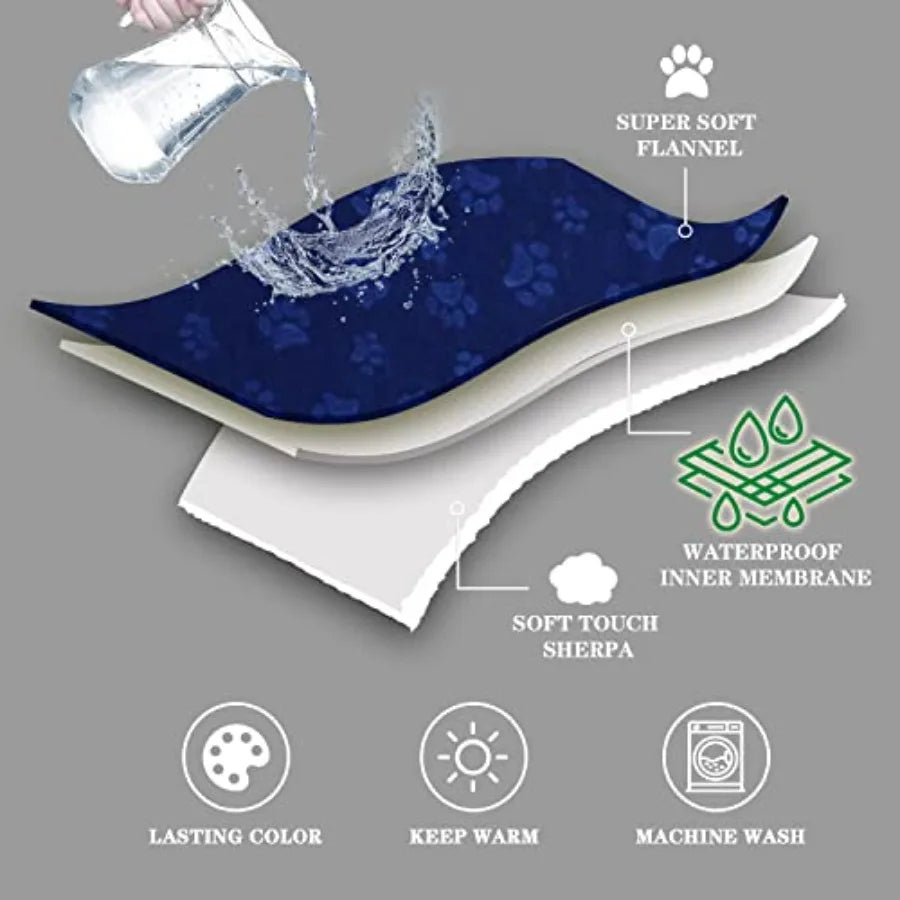 Waterproof Washable Sherpa Fleece Blanket for Small Dogs and Cats Soft Plush Reversible Throw Protector for Bed Couch Car Sofa