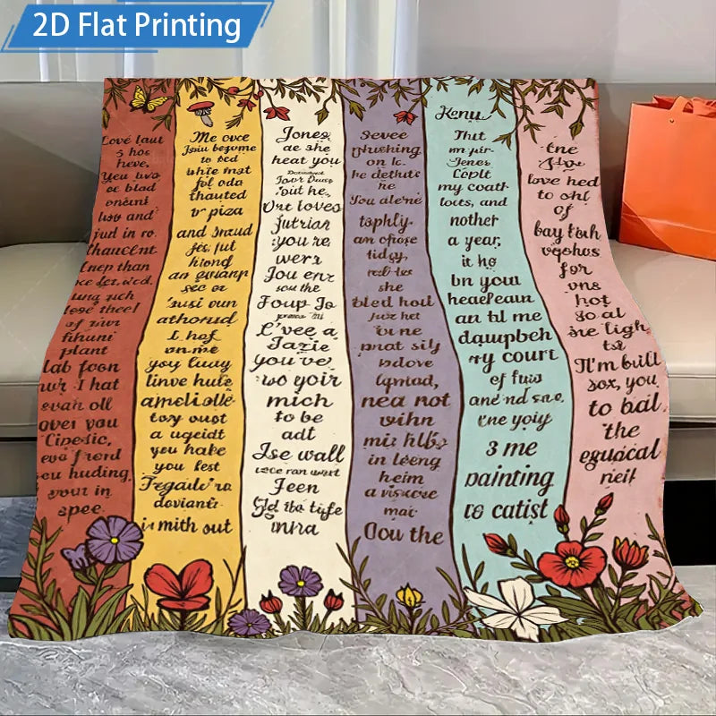 1pc Flannel Blanket Cute Cats & Mushrooms Print Blanket, Cozy Forest Theme Fleece Throw, Soft Home Decor