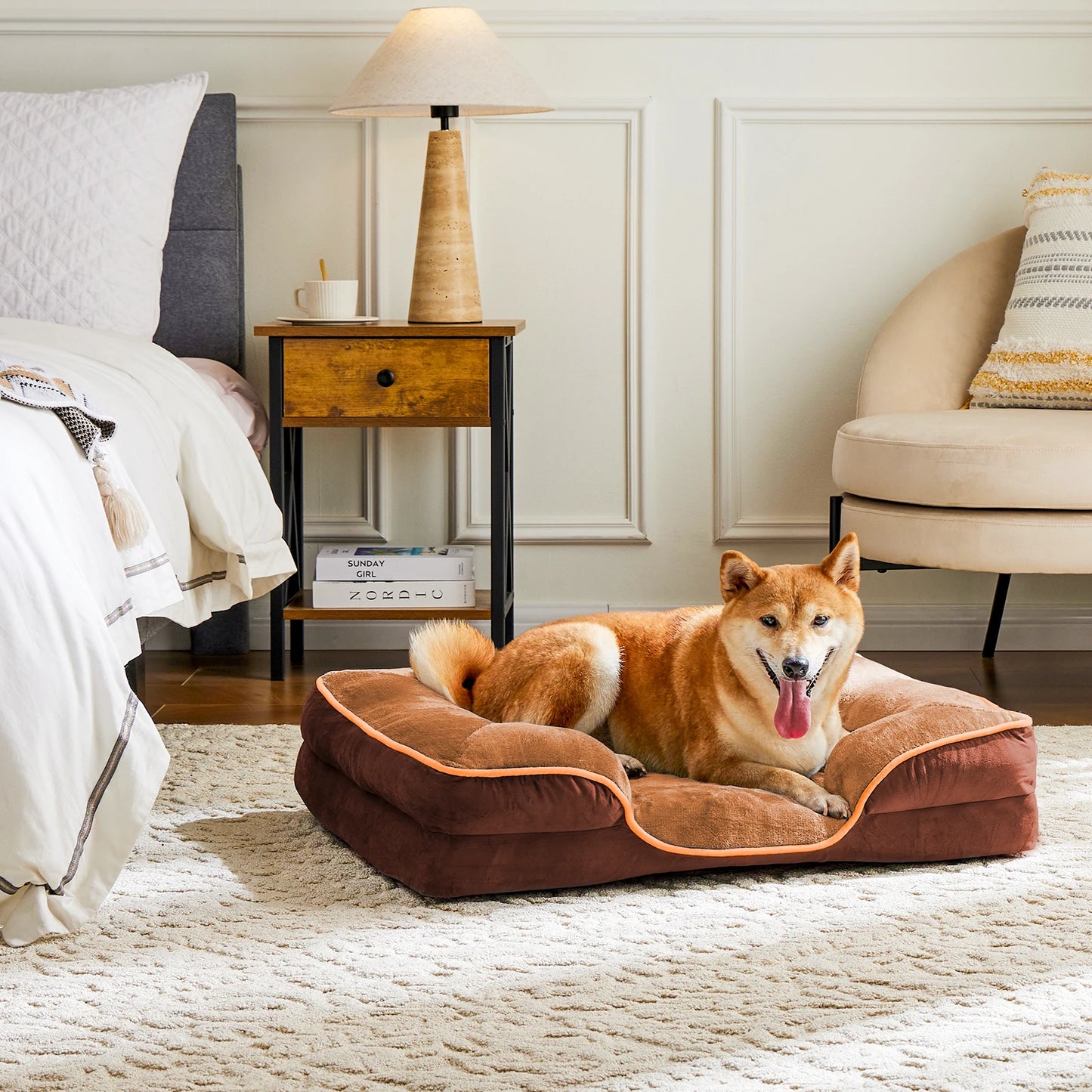 Orthopedic Dog Bed Memory Foam Pet Bed for Small Dogs & Cats with Washable Removable Cover Non-Slip Base Waterproof Liner