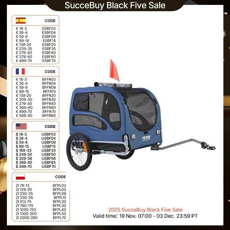SucceBuy 100lbs Pet Cart Bicycle Carrier Dog Bike Trailer with Coupler, Reflectors, Flag, Collapsible to Store for Dogs Travel