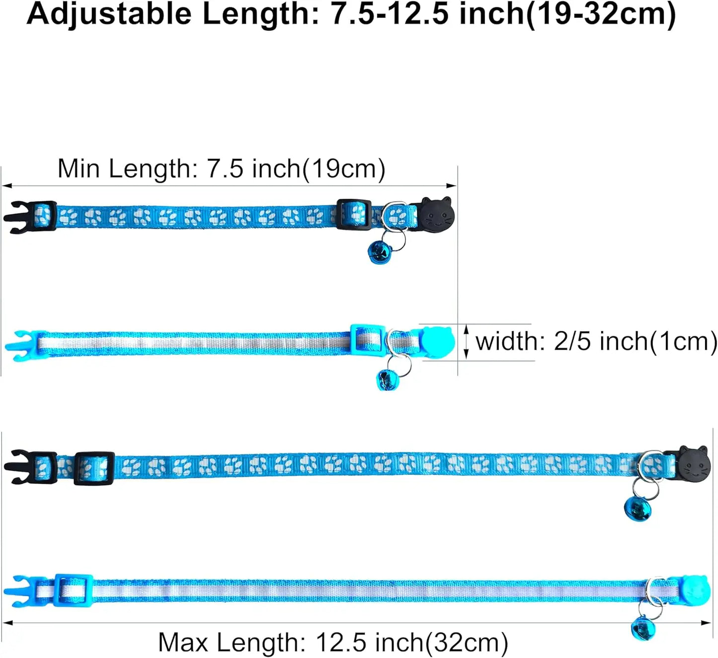 2 Pack Breakaway Cat Collars with Bells, Reflective Design and Claw Print Design, Safety Buckle Kitten Collars Adjustable from